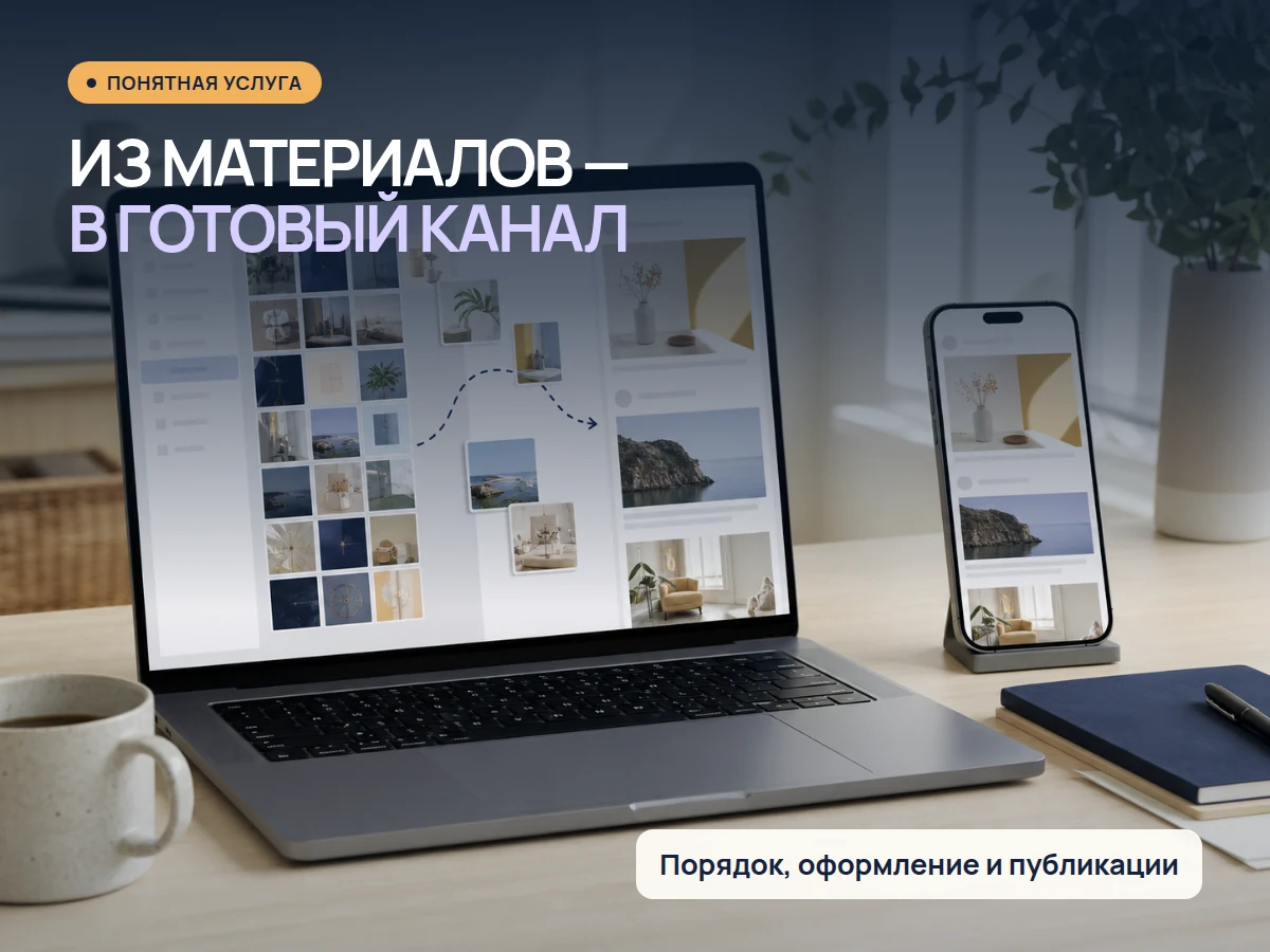 Перенос материалов из медиатеки в готовый канал на ноутбуке и смартфоне