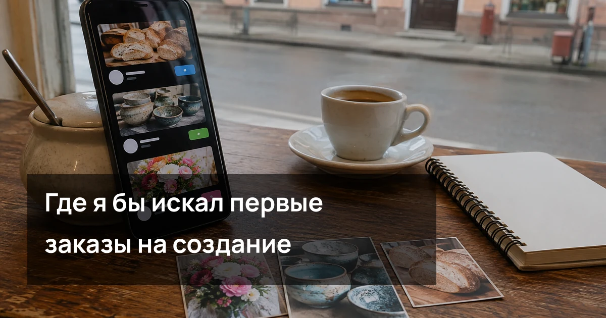 Смартфон с примерами небольших проектов для поиска первых заказов на создание каналов