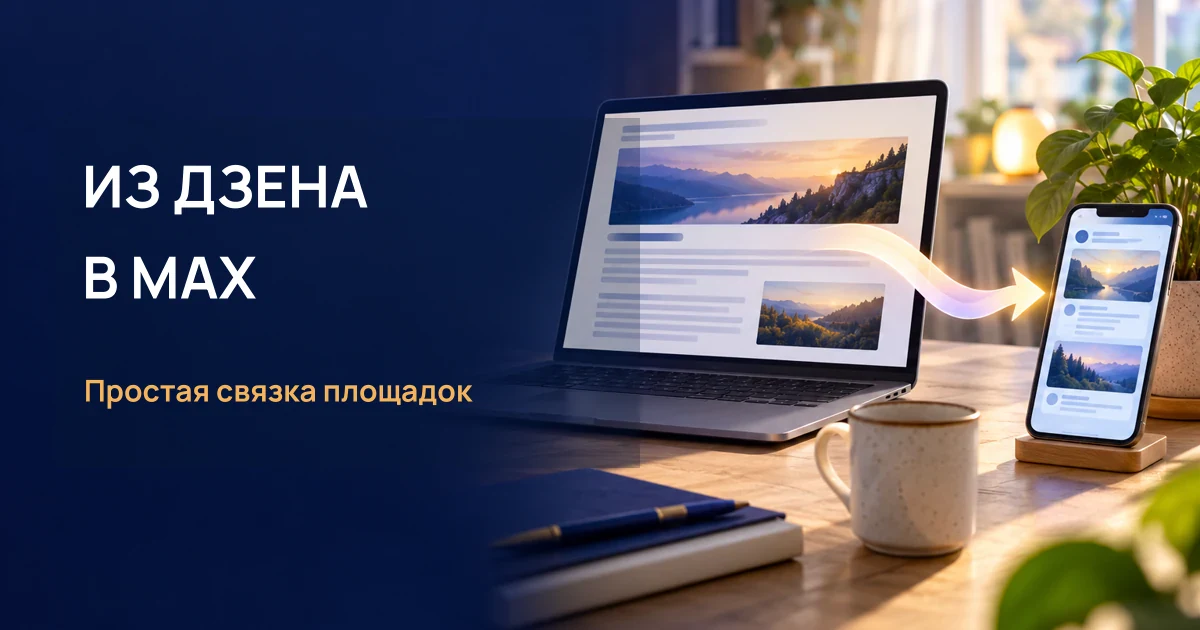 Обложка статьи «Как Дзен может приводить читателей в MAX: простая связка из статьи и канала»