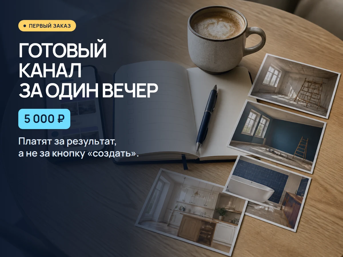 Смартфон, блокнот и фотографии ремонтных работ: готовый канал за один вечер