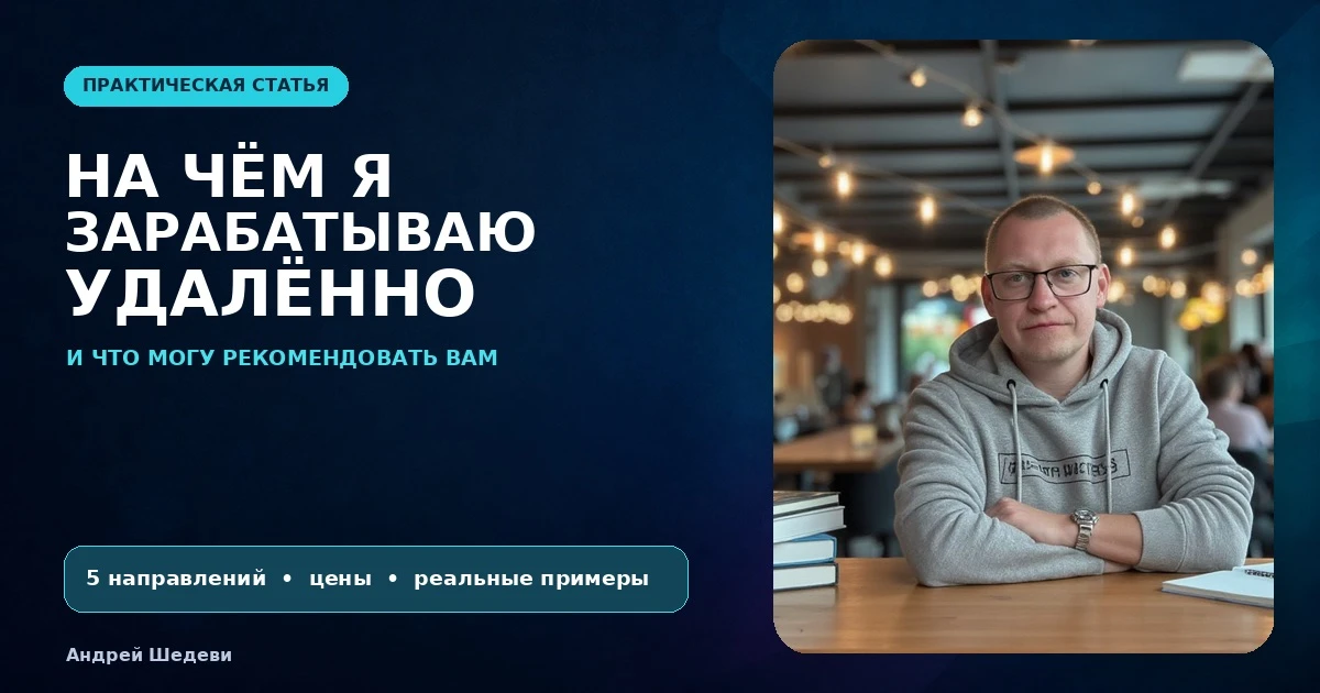 Обложка статьи Андрея Шедеви о пяти направлениях удалённого заработка