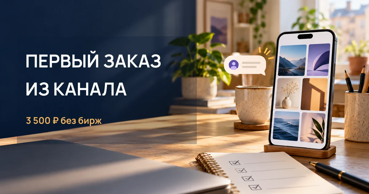 Обложка статьи «Первый заказ на 3 500 ₽ без бирж и сотни откликов: как сработал канал-портфолио»