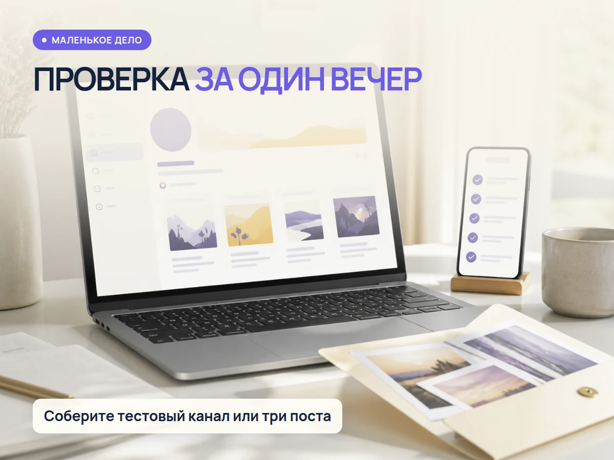 Учебный канал на ноутбуке и чек-лист проверки направления за один вечер